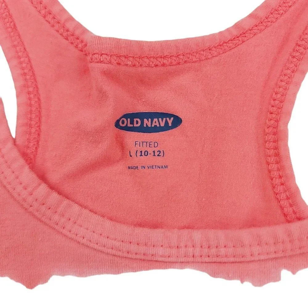 Old Navy Fitted Tank Top Set Of Two Girls Large 10-12 Pink Navy Tie Dye Stretch